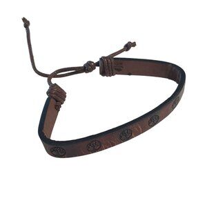 Brown Leather Tree Design Adjustable Bracelet Boho Style Jewelry Men Women Gift